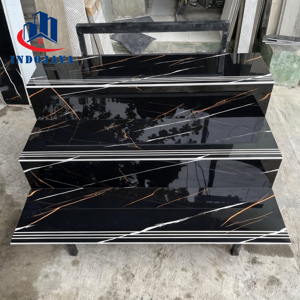 granite hitam motif marmer glosy 30x80 30x120 custom ukuran list keramik granit