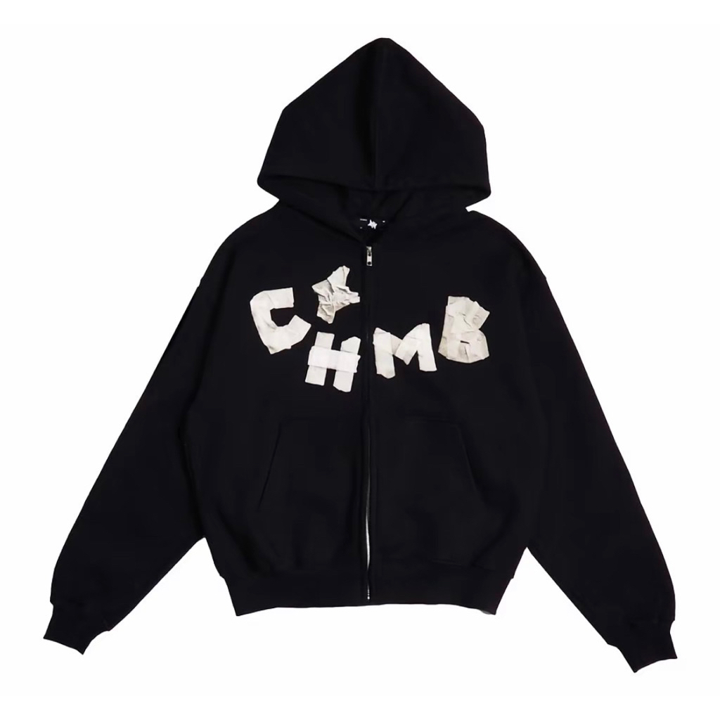 Hoodie Zipper Chmb Masking Tape Black L