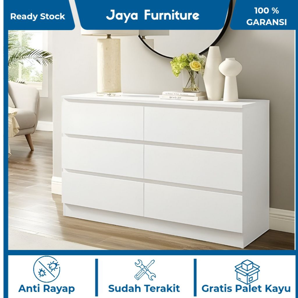 Buffet meja tv  / lemari laci 6 susun minimalis 120 cm bahan multiplek/ furniture kamar tidur awet d