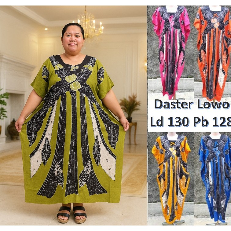 DASTER KALONG LOWO JUMBO LENGAN PENDEK LD 140 - 150  IBU HAMIL / GEMUK 2XL PANJANG SEMATA KAKI KAFTA