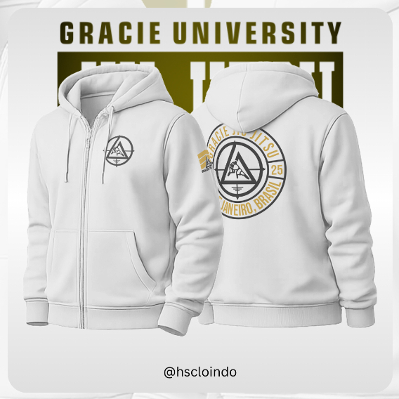 Jaket XS-5XL GRACIE UNIVERSITY Sniper MMA UFC BJJ Brazilian Jiujitsu Martial Art Hoodie Zipper Bahan