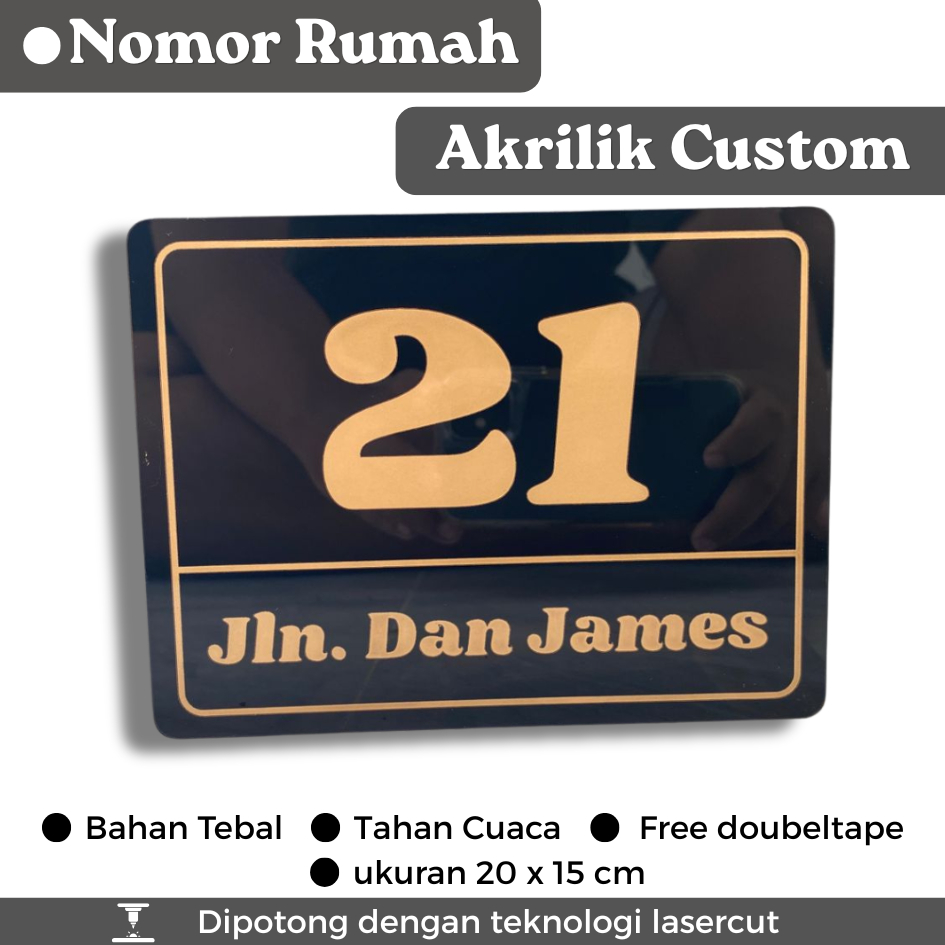 Nomor Rumah Akrilik Custom – Estetik | Plat Tempel Dinding | Tahan Air & Mewah