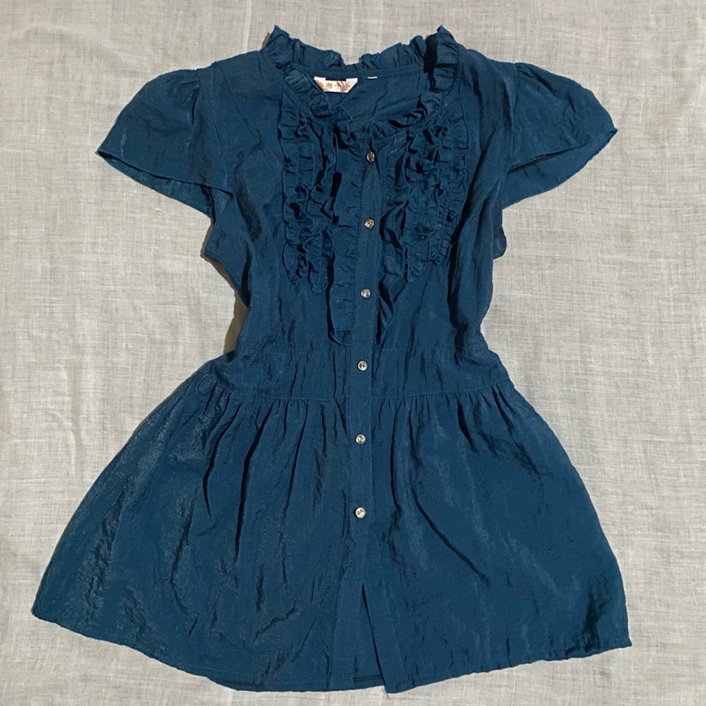 y2k coquette midi dress blue fairy