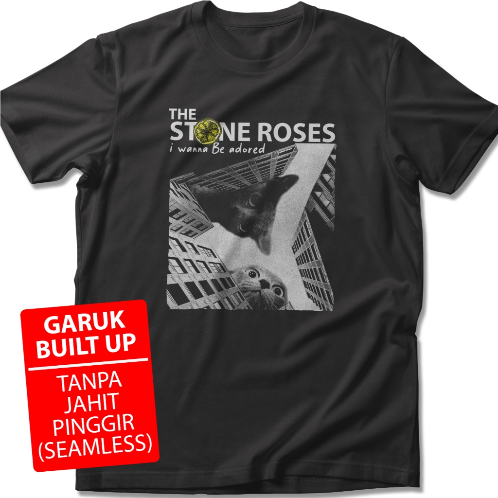 Kaos THE STONE ROSES - 24s Tebal Garuk Built Up Tanpa Jahit Pinggir - Band Musik v3