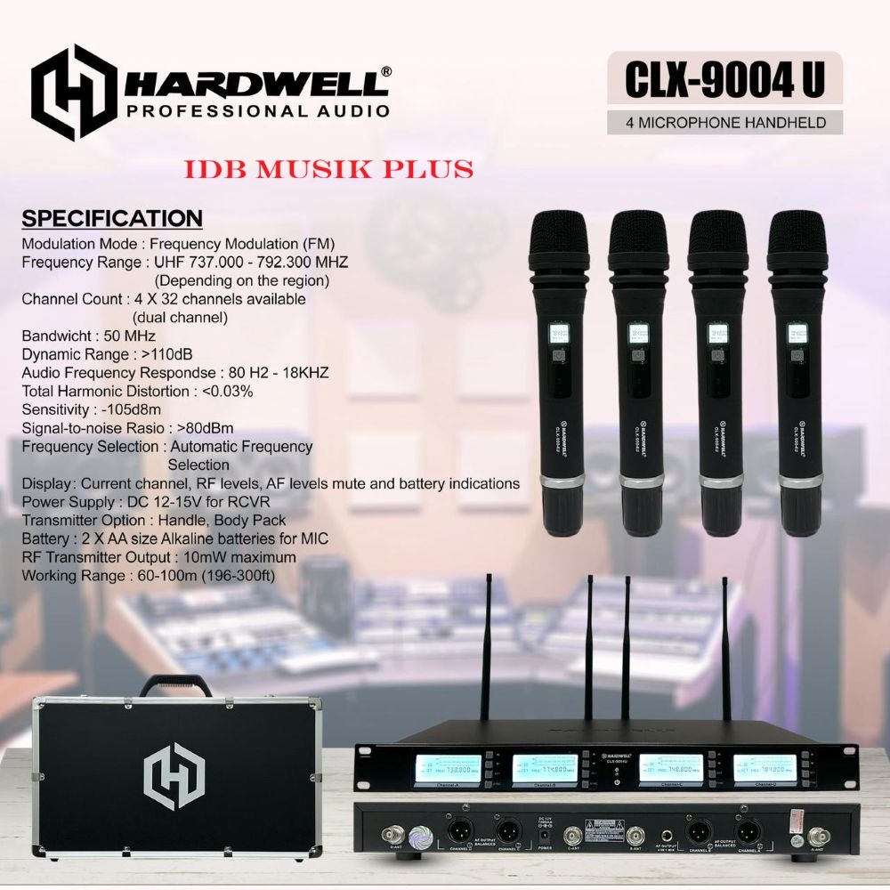 Mic Wireless Hardwell CLX9004U CLX 9004U CLX9004 Microphone 4 Handheld Original