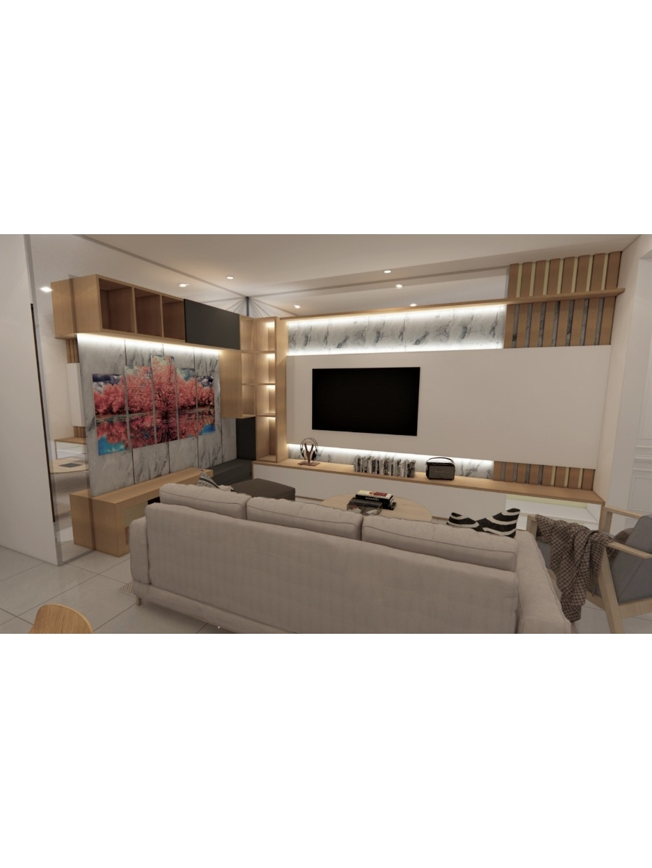 Exmud Living Interior Furniture custom Backdrop TV kabinet tv wallpanel lemari pakaian walk in close