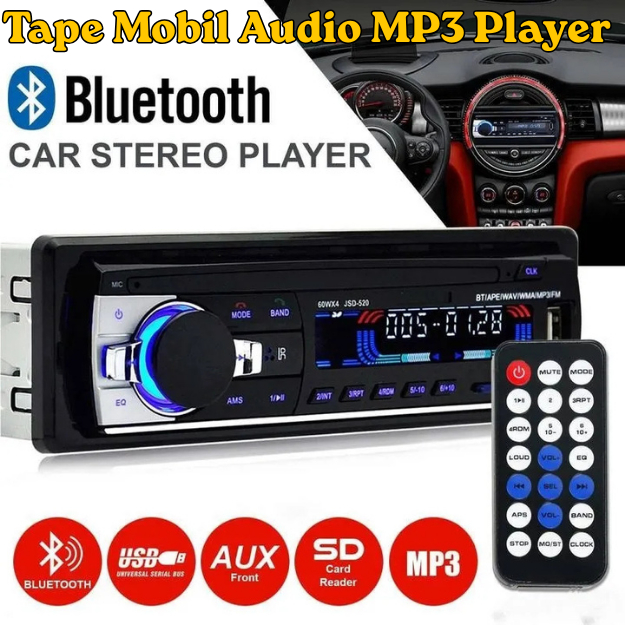 BERGARANSI Taffware Tape Mobil Audio full bas multifungsi MP3 Player Bluetooth 5.0 60W Remote MP3