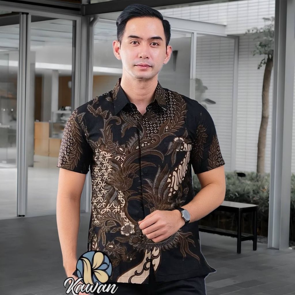 Kemeja Batik Pria Lengan Pendek Hem Batik Motif Mewah