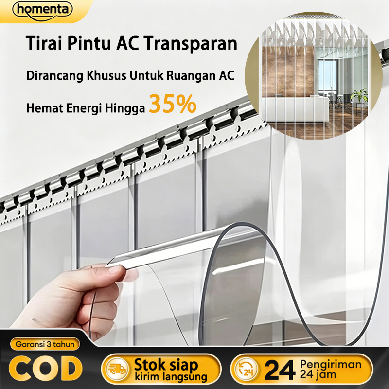 Homenta Tirai Pintu AC Bahan PVC Plastik Transparan Tirai Magnet Pintu Kamar Dirancang Khusus Untuk