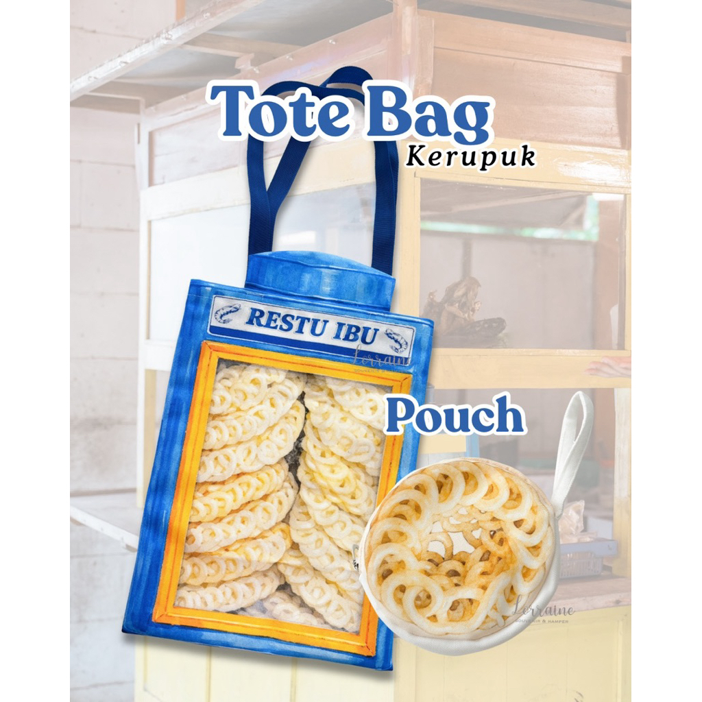 Tas Tote Bag Lucu Unik Kaleng Kerupuk Pouch Dompet Koin