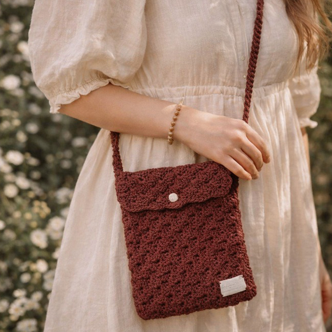 Tas Rajut Crochet Bag Handmade Wanita | Tas Selempang Rajut Aesthetic Vintage Knit BagTAS RAJUT MINI