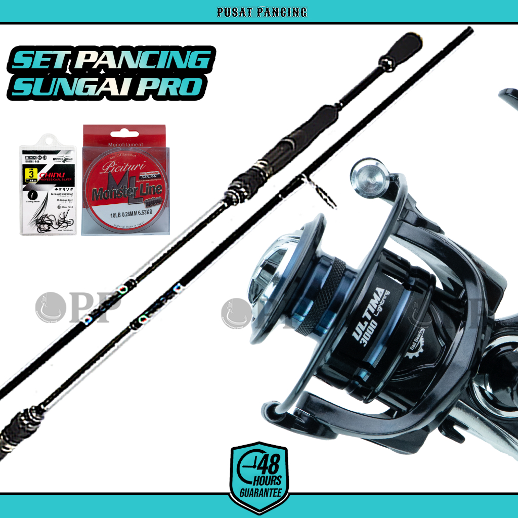 SET PANCING Lengkap Siap Mancing SET PANCING SUNGAI PRO Joran 180cm Carbon Extra Kuat Reel 3000 Powe