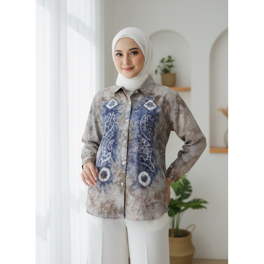ATASAN BLOUSE KEMEJA WANITA SASIRANGAN 0061 [LD 102 CM]