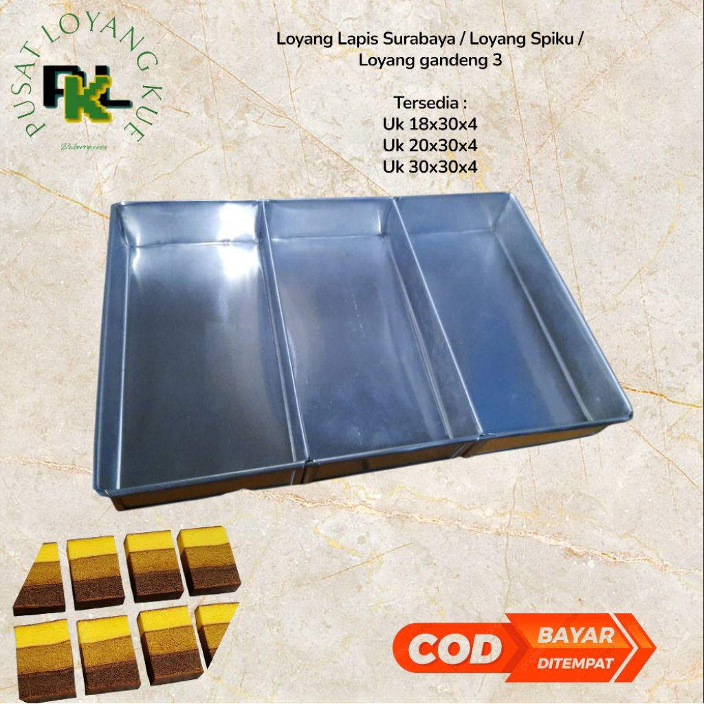 Loyang Kue lapis surabaya/Brownies Sekat Kotak 3 Uk 18/20/30 Tinggi 4 cm Termurah