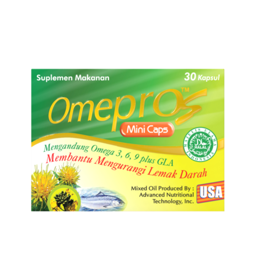 OMEPROS MINI 30 KAPSUL UNTUK MENURUNKAN KOLESTEROL LEMAK DARAH / OMEPROS 30 KAPSUL ORIGINAL