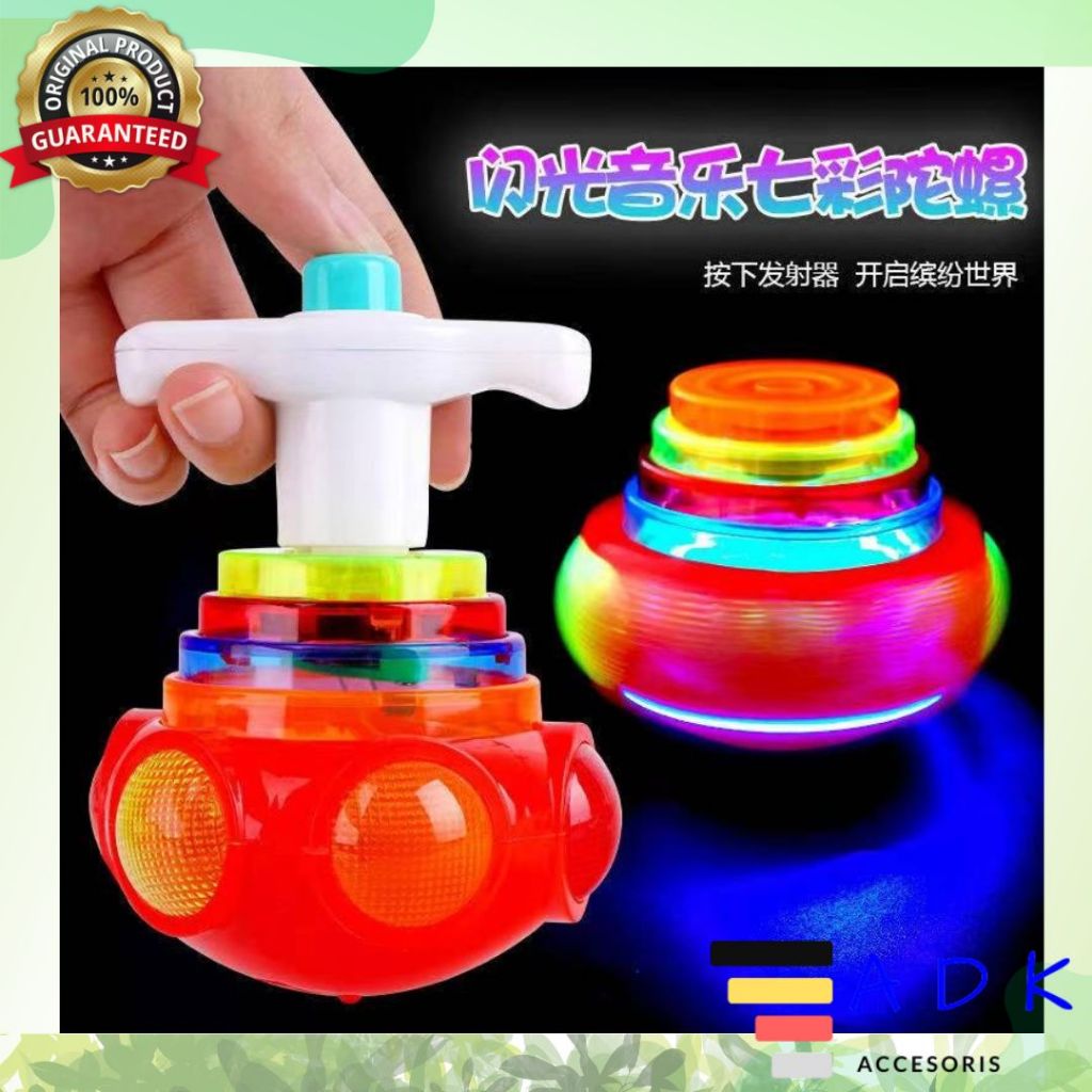 Gasing Musik LED Lampu / Gasing Gyro PREMIUM / Mainan Anak Gangsing / Mainan Viral