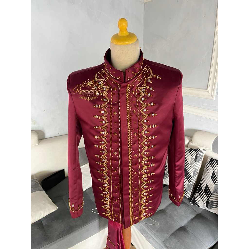 Beskap Pengantin Asraf || Beskap Maroon Payet mutiara || Beskap Sunda || Beskap Pengantin || Beskap 