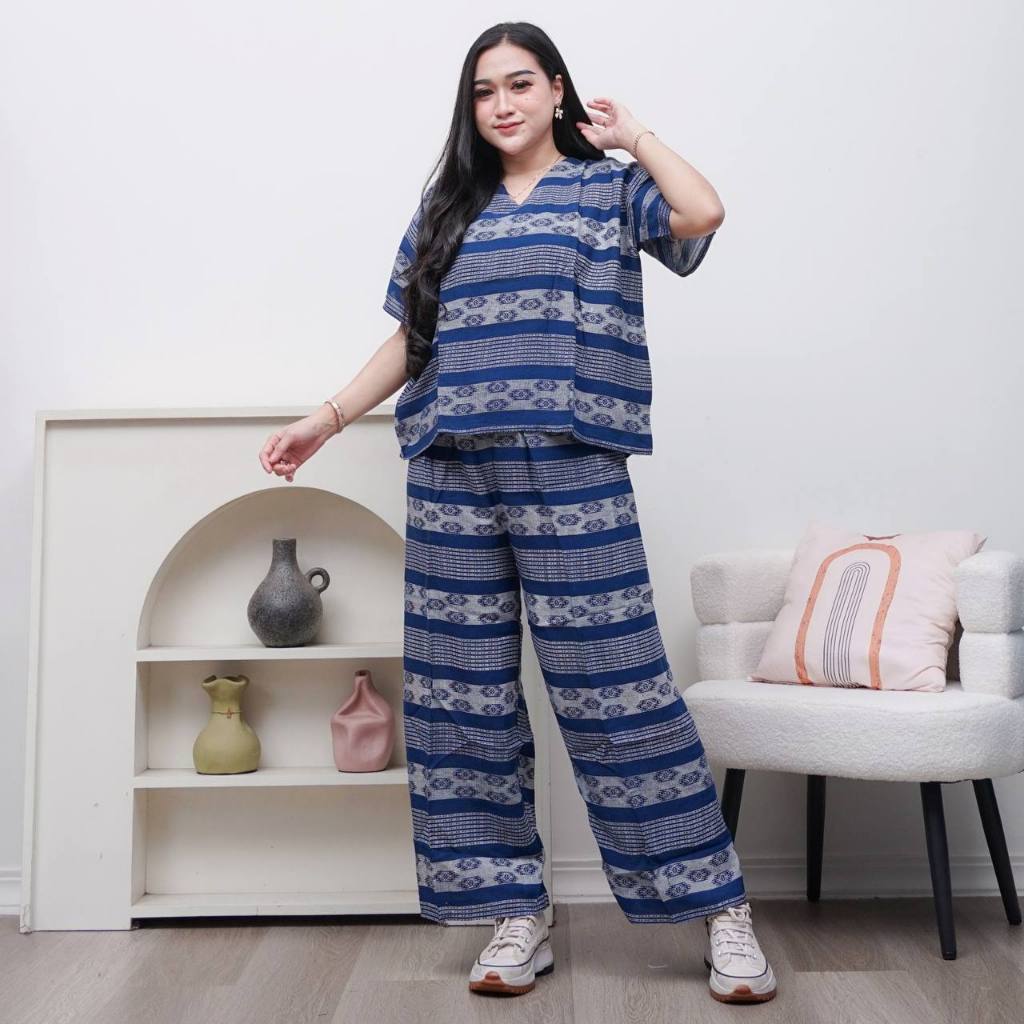 New Launch Long One Set Kulot Celana Panjang Ecer Motif Songket etnik || LD 120 PB 55