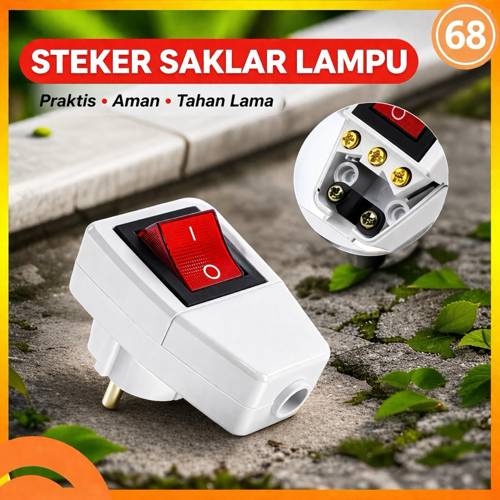 Steker Saklar Lampu On Off / Colokan Listrik On Off