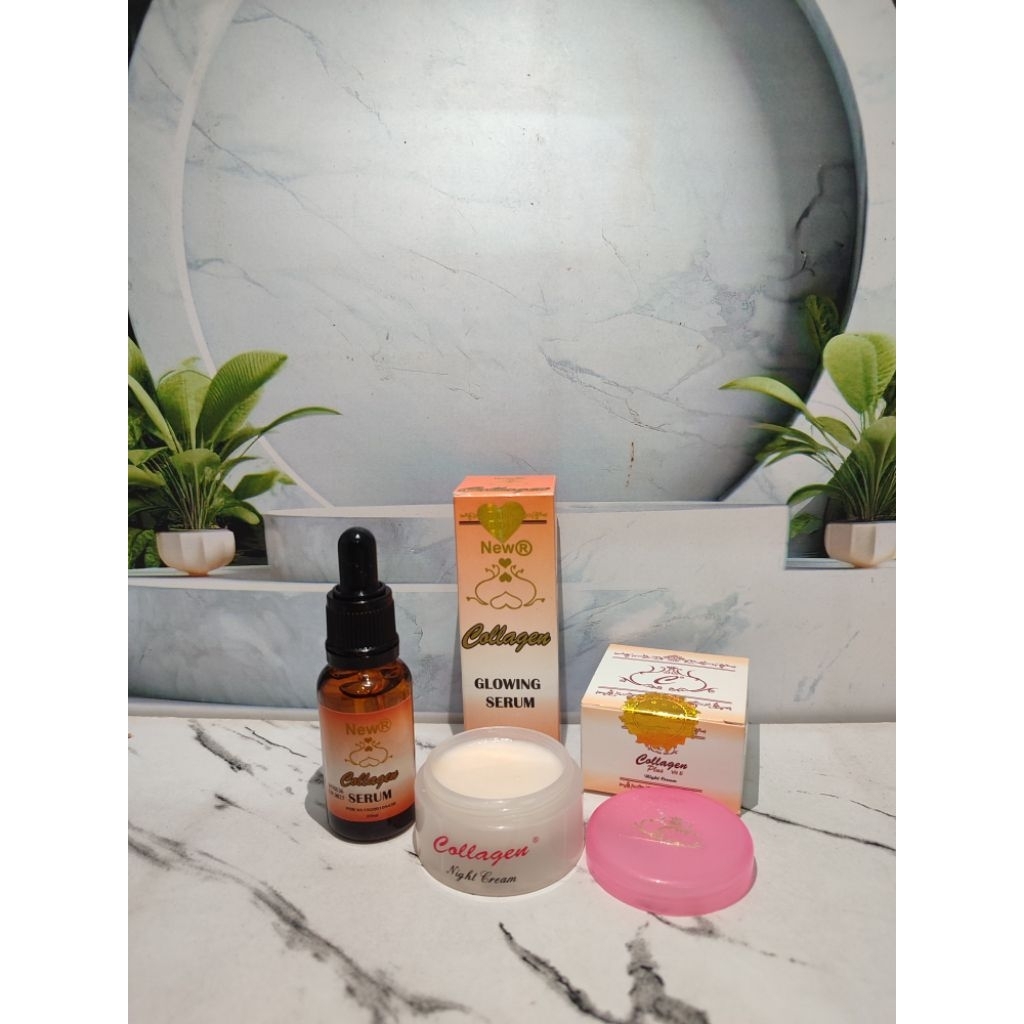 Paket Cream Collagen New R Khusus Malam 2in1 / Paket Cream Collagen holo gold 2in1 + serum New r