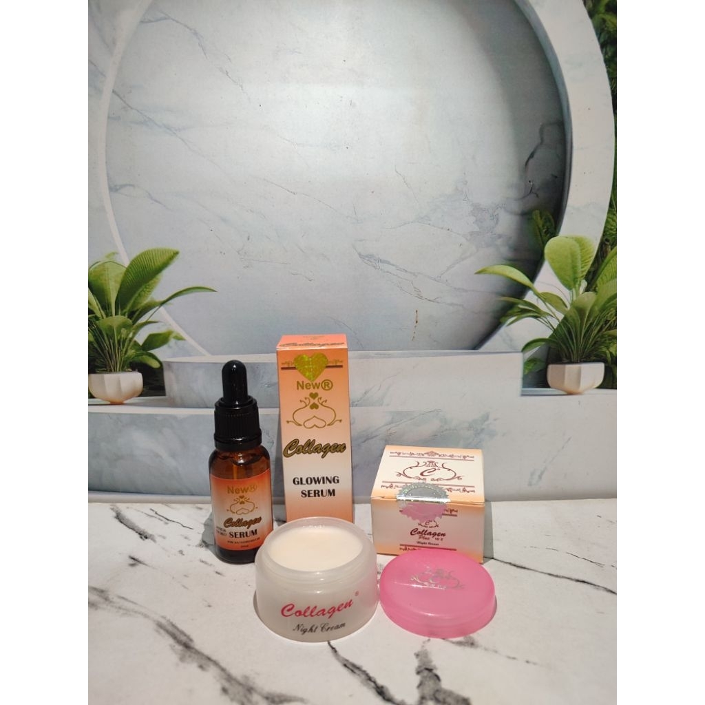 Paket Cream Collagen New R Khusus Malam 2in1 / Paket Cream Collagen holo sliver 2in1 + serum New r
