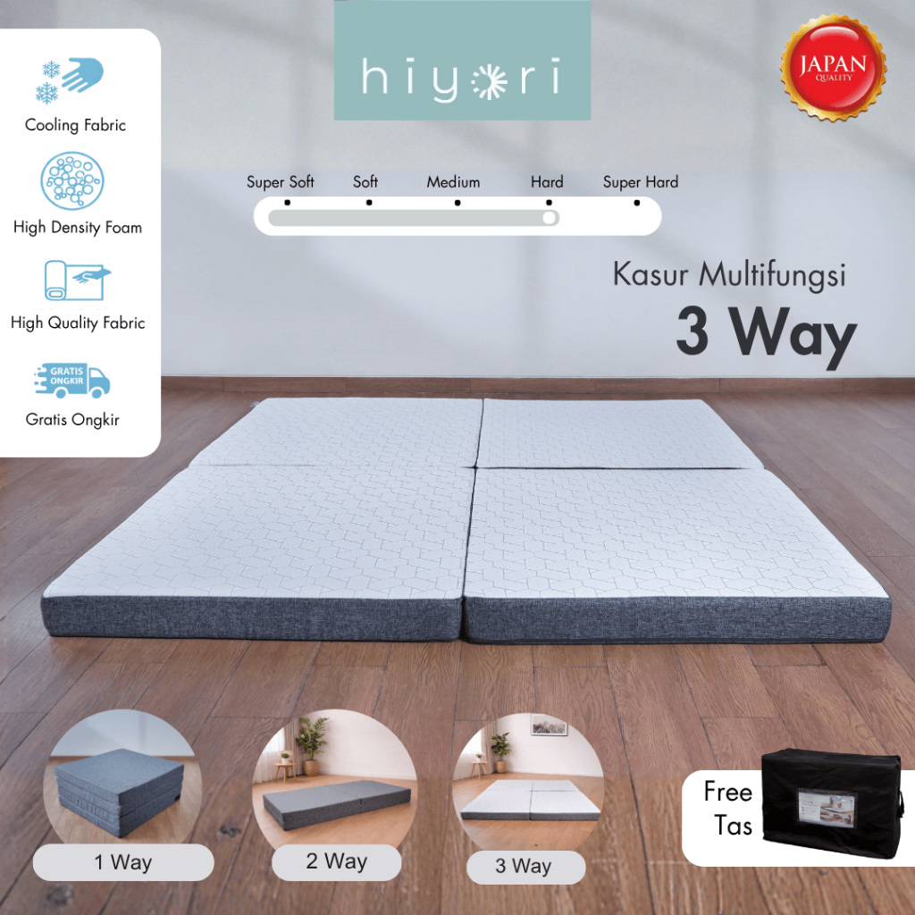 hiyori 3 Way Mattress - Kasur Lipat Lantai Tebal Multifungsi Nyaman untuk 2 Orang Kualitas Jepang & 