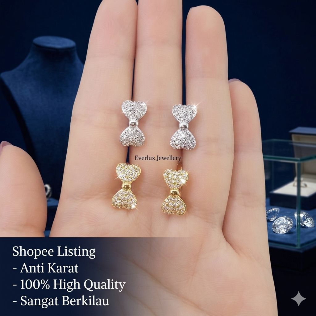 Everlux - Anting OLA Giwang Silver Gold Pita Diamond Titanium Xuping Antikarat