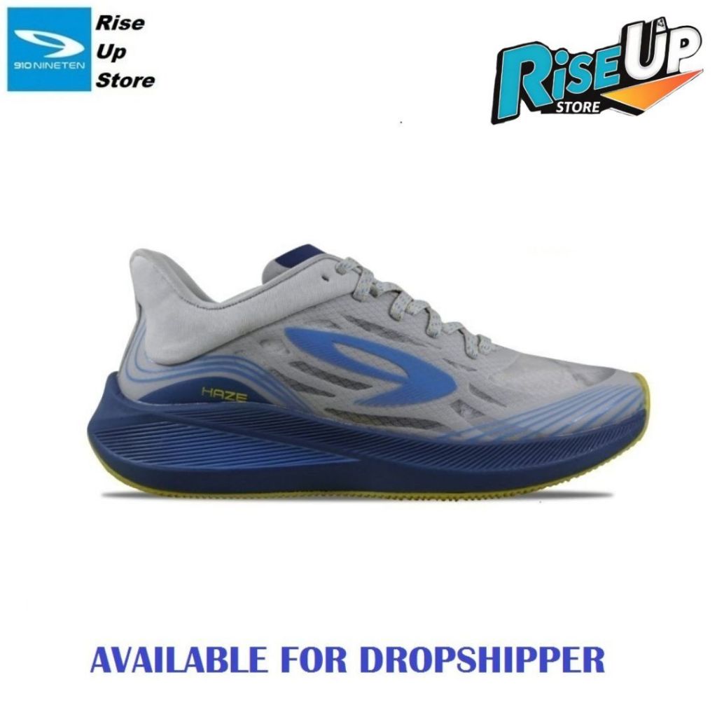 910 Nineten Haze Sepatu Running - HAZE VISION Abu Muda Biru Kuning