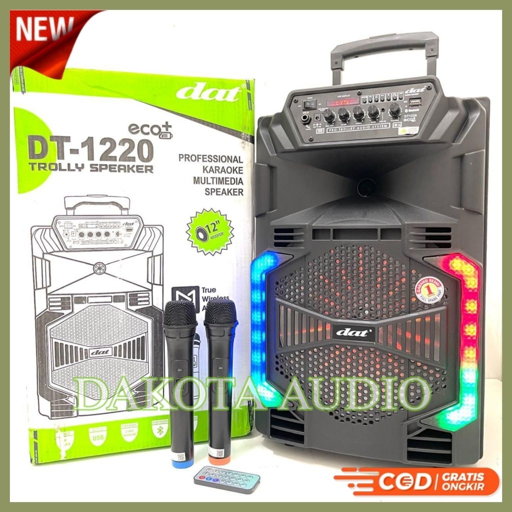 Speaker Portable Wireless DAT DT 1220 ECO+ Original Bluetooth 12 inch DAT 1220 Free 2bh Mic Wireless
