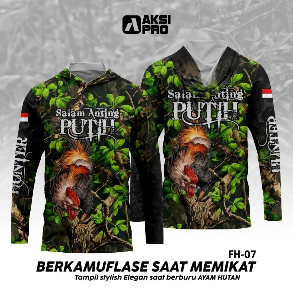 BAJU CAMO PIKAT AYAM HUTAN bisa tambah logo & Nama komunitas