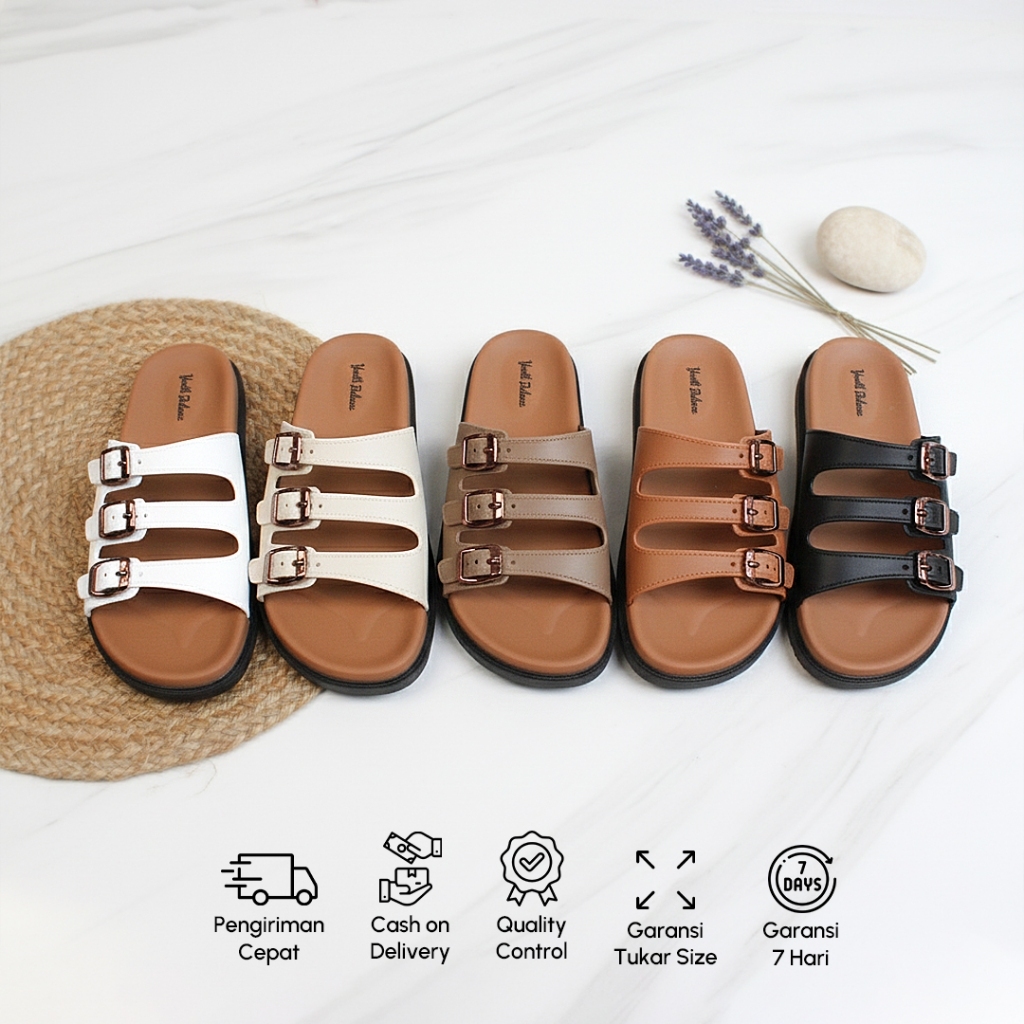 Sandal Wanita Flat Jelly Tali 3 Premium Nyaman Balance 225-X4
