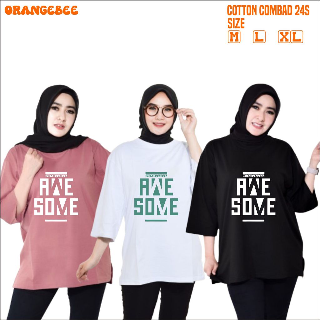Kaos Oversize Wanita/Kaos Wanita/kaos cewek/Oversize/Atasan Wanita/OrangeBee