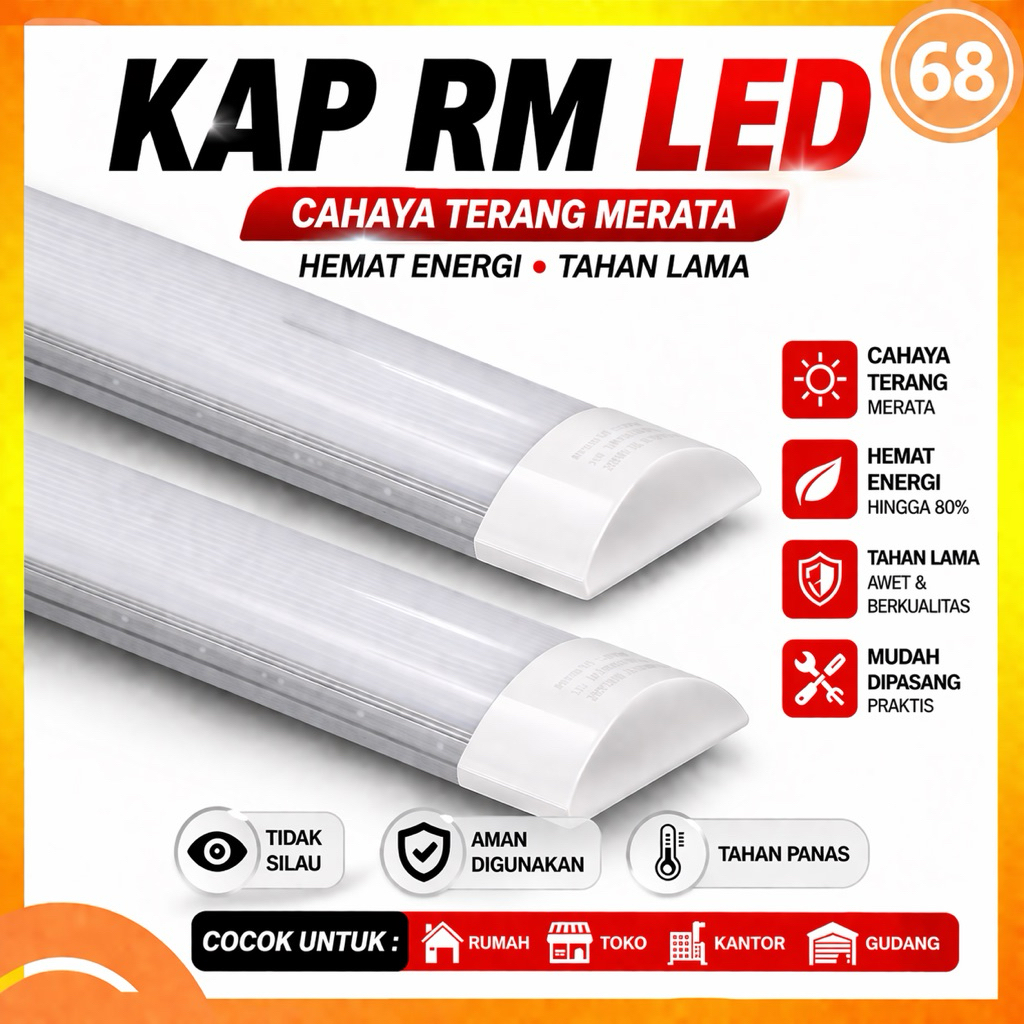 Lampu Kap TL RM LED 18 / 36 Watt / Lampu Kap RM LED 18W 36W LED TL