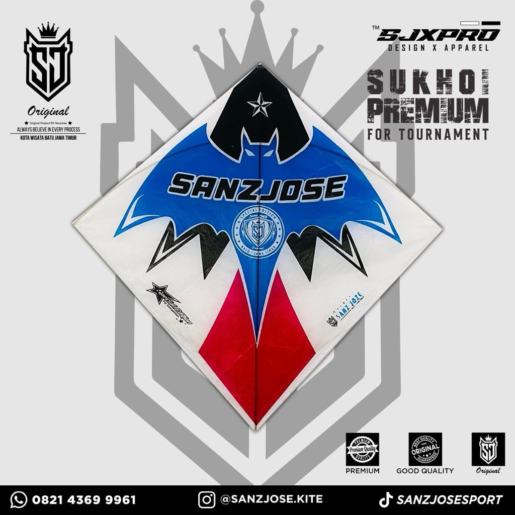 Layangan Sukhoi Tournament SANZ JOSE BETMEN  3 Warna RENDEM Spesial Edition