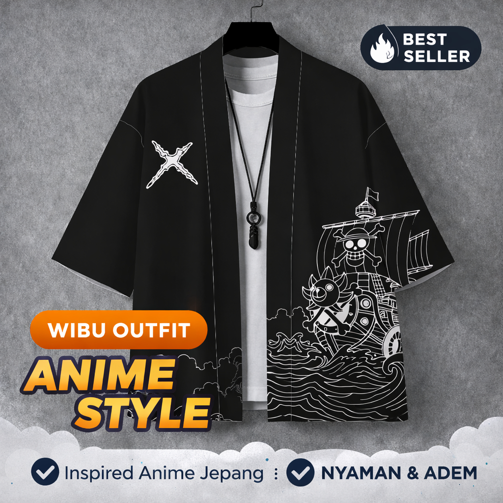 Haori Anime Jepang Pria Wanita – Kimono Outer Anime Style Kain Serena Premium Streetwear Wibu Outfit