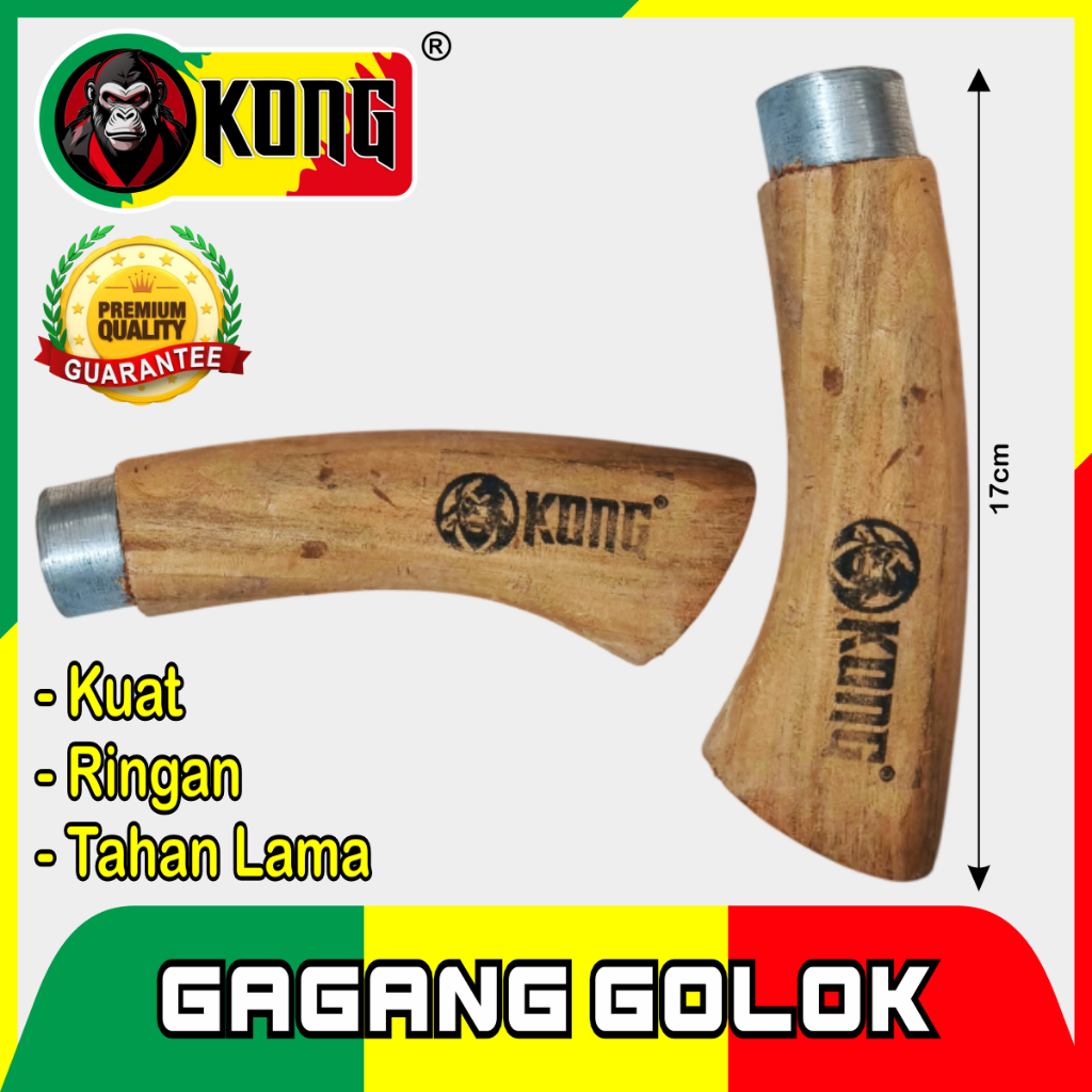 HEMAT (ISI 20 PCS) KONG Gagang Golok Kayu Bagus 17CM / Gagang Golok Siap Pasang - Gagang Pisau Kayu