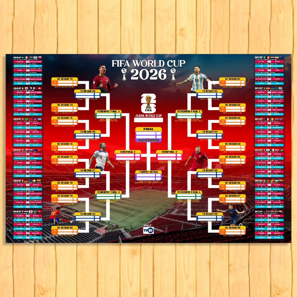 Poster Jadwal Piala Dunia Fifa world cup  2026 Full jam main waktu indonesia barat