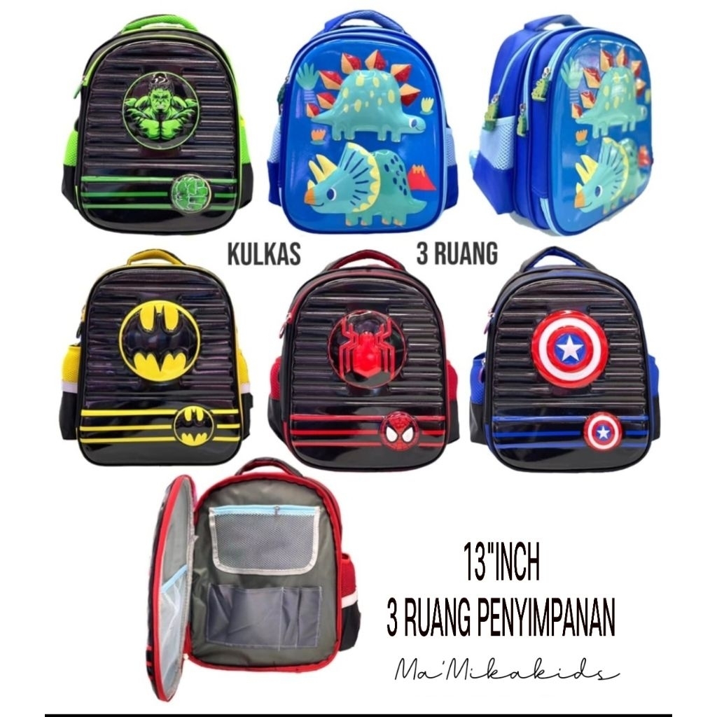 Tas Ransel Sekolah TK Anak Laki Laki OpenSet/Kulkas Cloud 13"inch