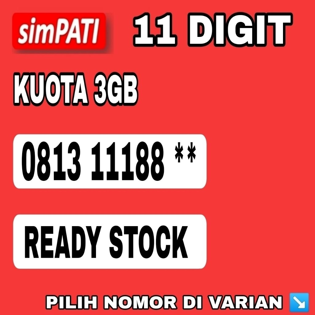 nomor cantik kartu perdana simpati 11 digit 0813 11188 12