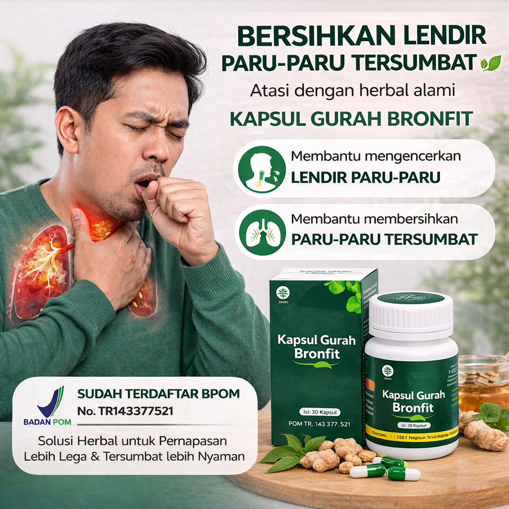Gurah Bronfit Obat Paru-Paru, TBC, ISPA, Batuk Menahun Herbal Gurah Bronfit Naturafit 100% Asli
