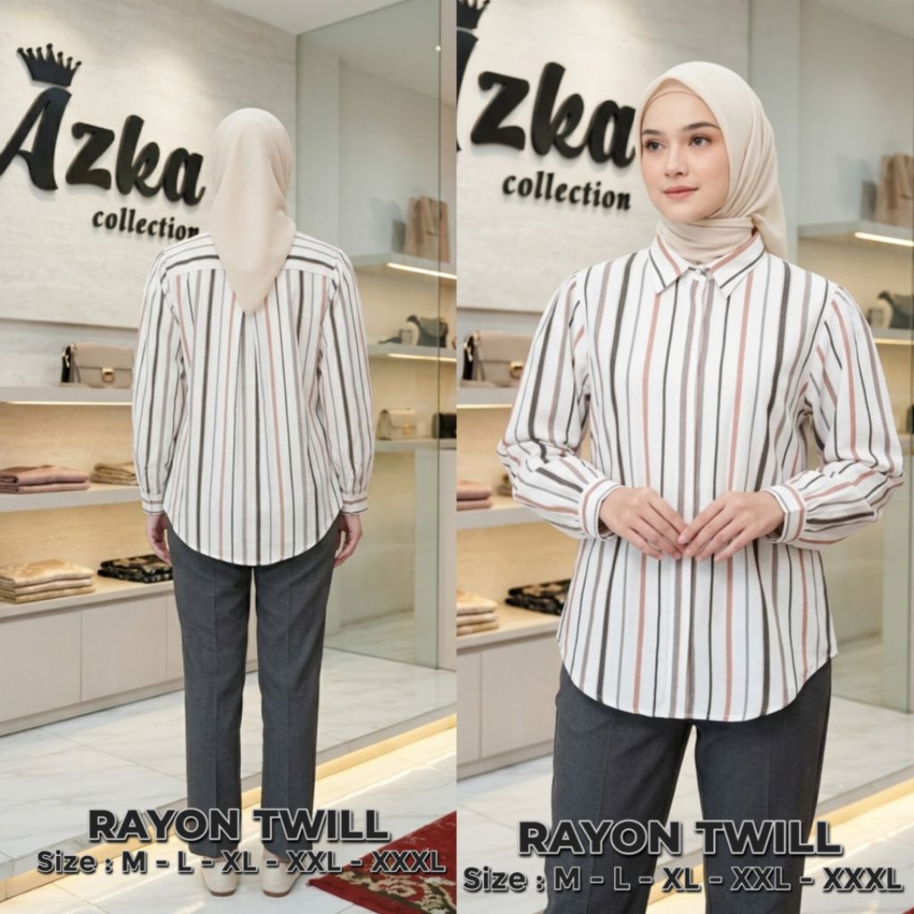 ATASAN AZKA/KEMEJA MOTIF/ATASAN RAYON TWILL PREMIUM/KEMEJA TWILL MOTIF/ATASAN KEMEJA PUTIH