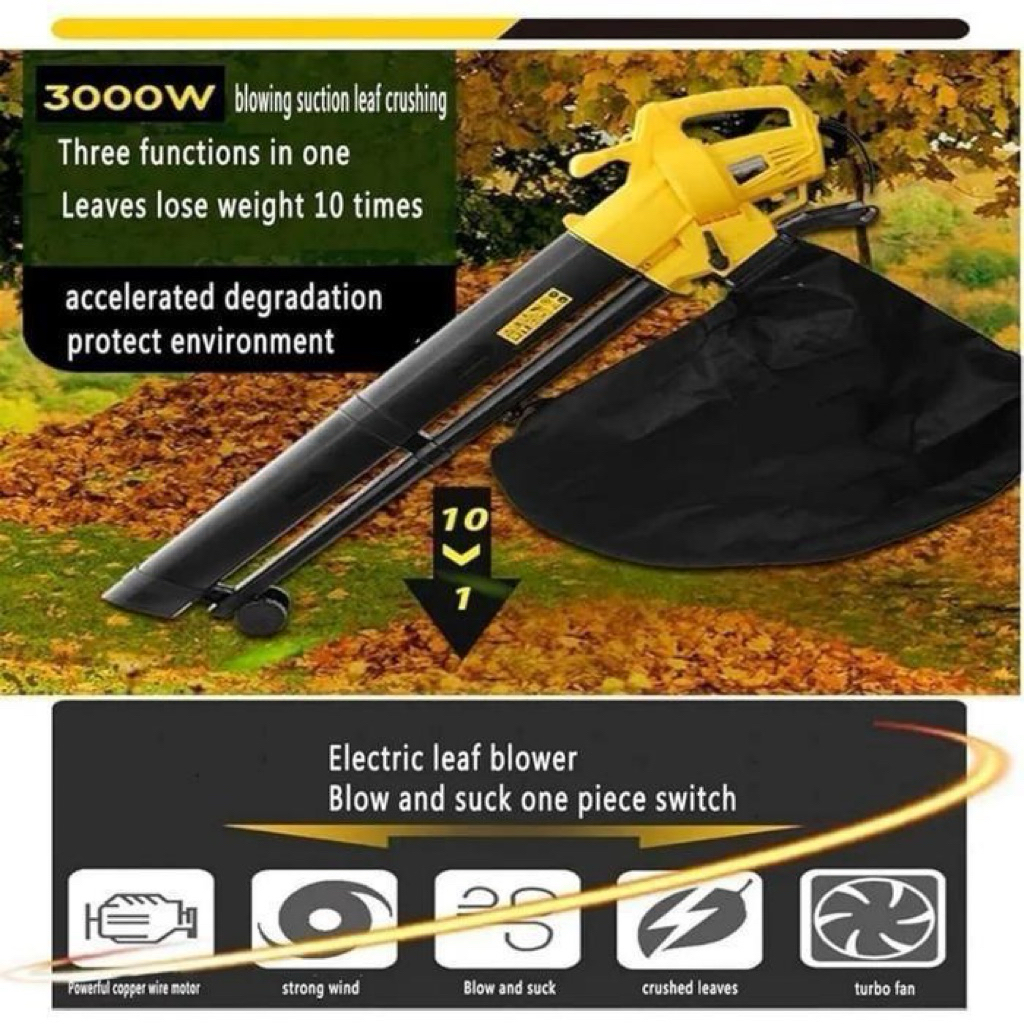 Vacuum Electric Penyedot Daun Kering dan Air Blower