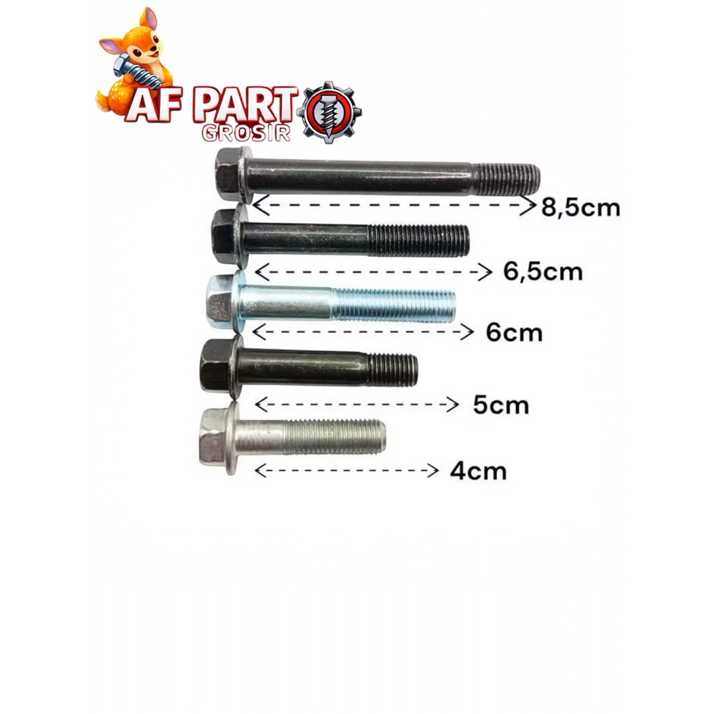 Baut 14 Panjang 8,5cm M10x85mm, Baut 14 Panjang 6,5cm M10x65mm, Baut 14 Panjang 6cm M10x60mm, Baut 1
