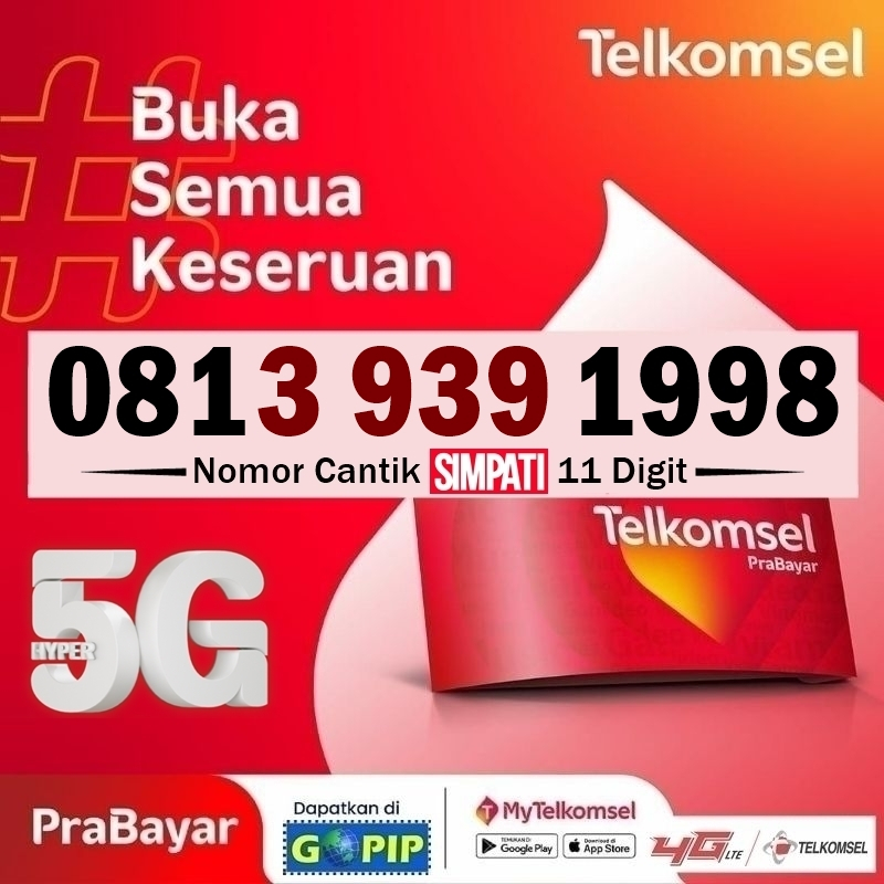 Nomor Cantik Simpati 11 Digit Tahun 1998 Telkomsel Prabayar 3GB Kuota Nasional