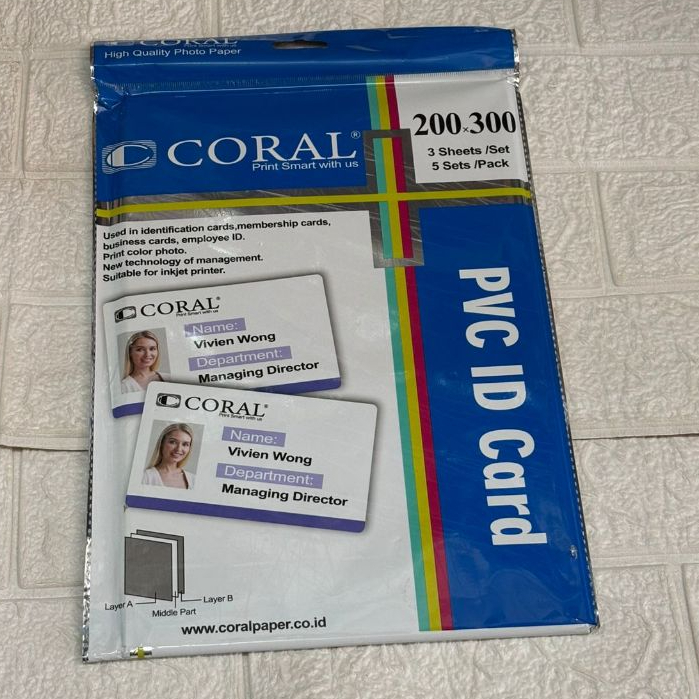 [1 Pack] PVC ID CARD CORAL 200X300mm - Kertas Kartu KTP