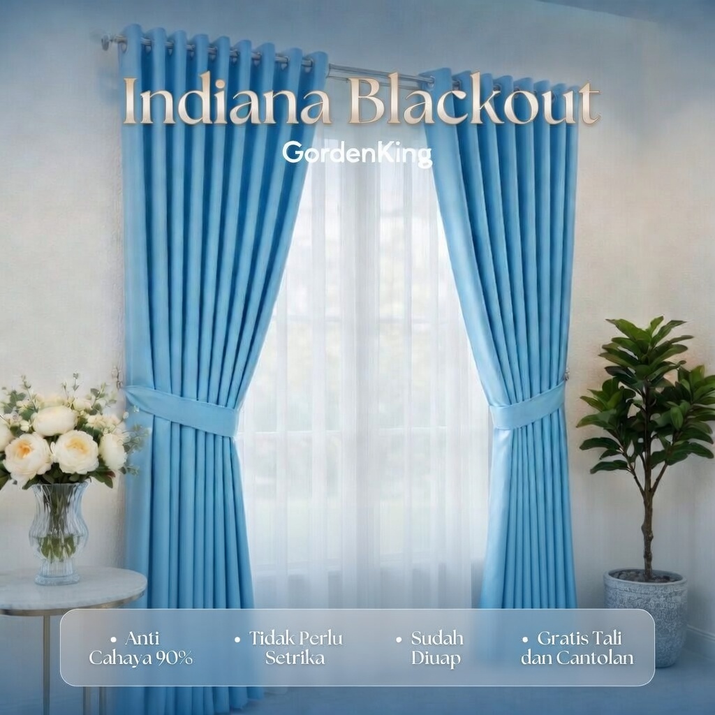 Gorden Jendela Pintu Pendek Panjang Aesthetic Blackout Polos Abu Biru Ready Stok Instant Bandung