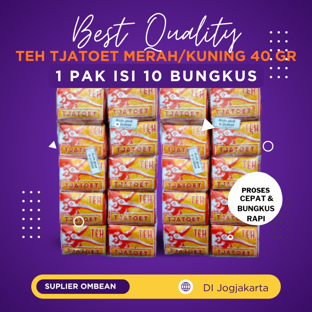 Teh Tjatoet Merah/Kuning 1 pak = 10 bungkus @40 gr
