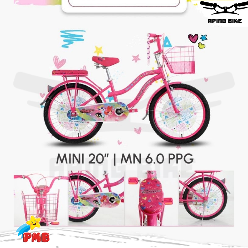 Sepeda PMB Mortein MN 6.0 PPG 20" Sepeda Anak Perempuan Sepeda Mini Keranjang 20inch