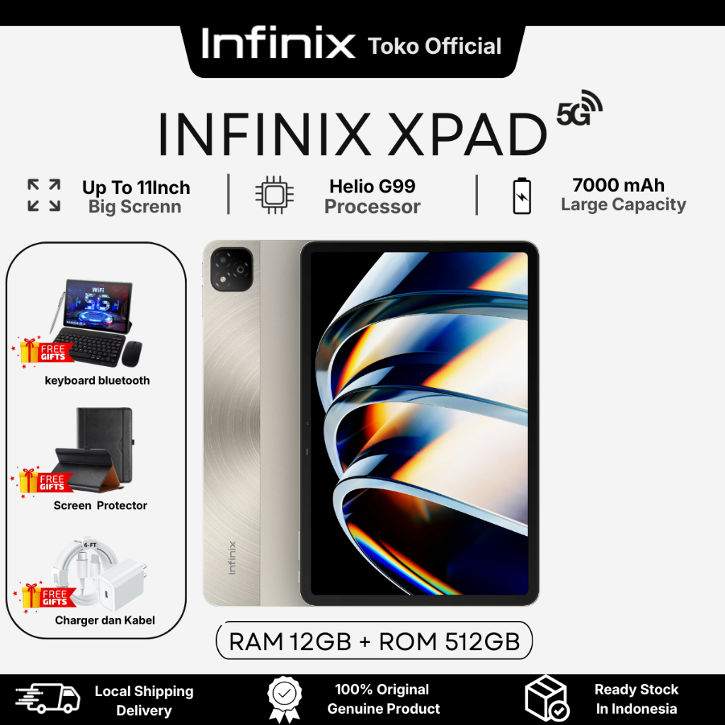 INFINIX XPAD | IPS 11 inci 90Hz | Helio G88 | 12GB+512GB | Baterai 7000mAh | Pengisian Cepat 18W | 4