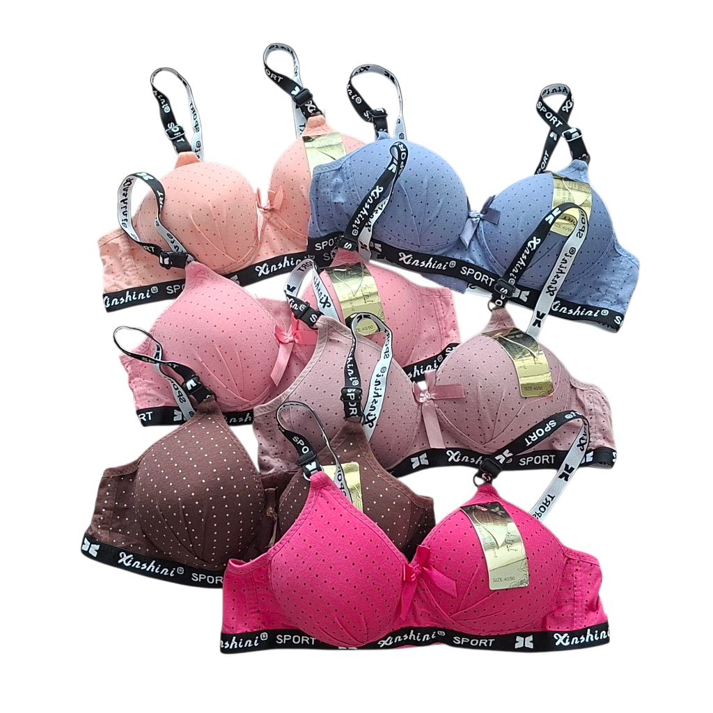 Bra Wanita BH Busa Kaos Bintik Ukuran 36-42 Cup B Tanpa Kawat